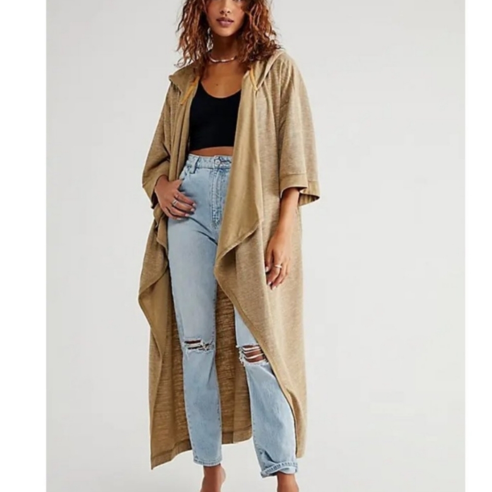 Free People Beach Jet Set Cardigan Open Front Hood
